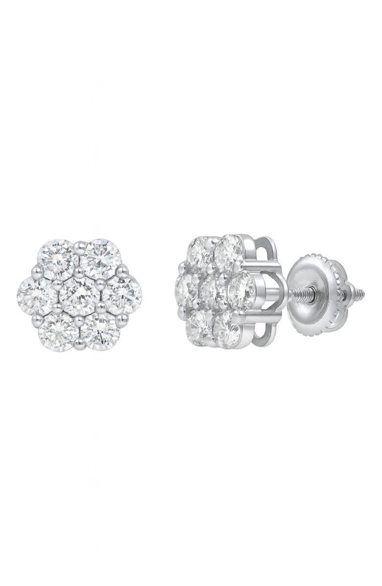 LuvMyJewelry Lab Grown Diamond Floral Cluster Stud Earrings, Main, color, 14K White Gold