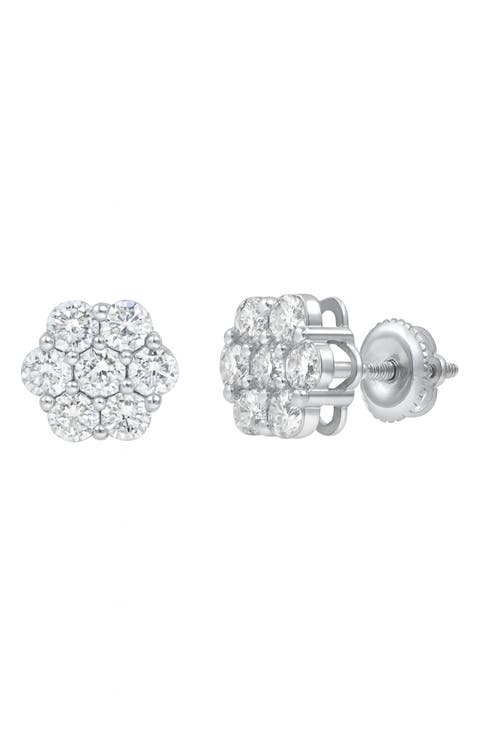 Lab Grown Diamond Floral Cluster Stud Earrings