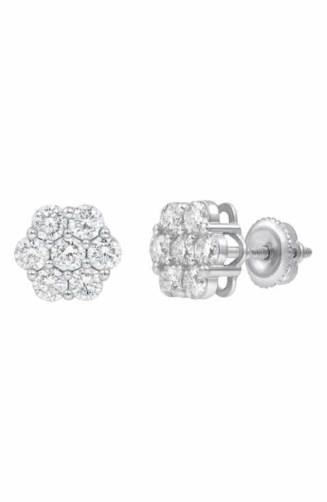 LuvMyJewelry Lab Grown Diamond Floral Cluster Stud Earrings