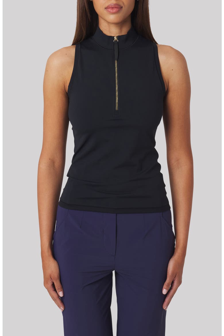 Tabitha Performance Half Zip Tank, Main, color, BLACK