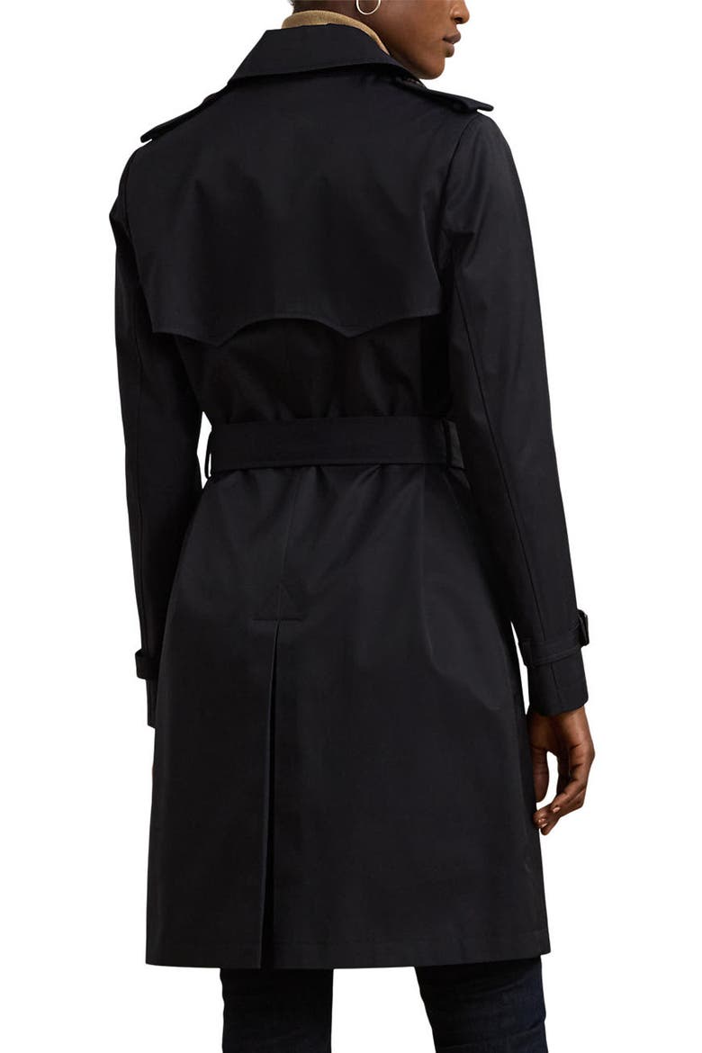 Belted Water Resistant Double Breasted Trench Coat, Alternate, color, DARK NAVY