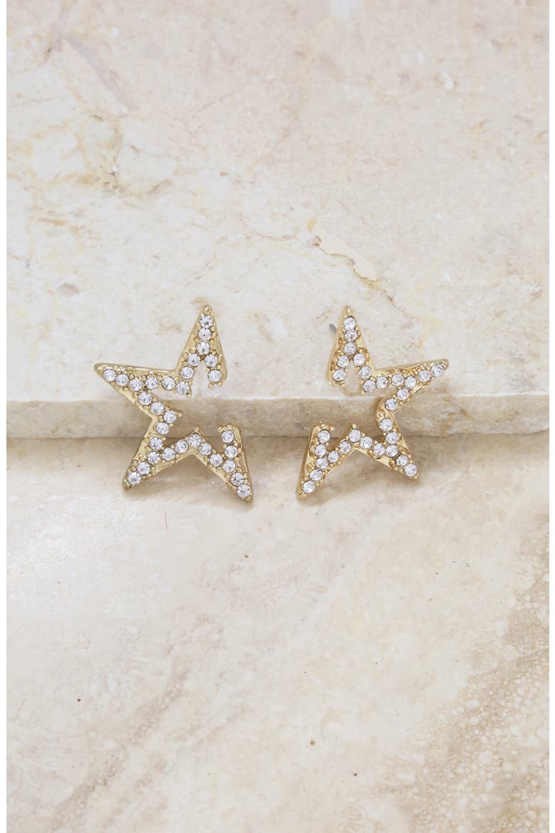 Star Light Crystal Embellished Stud Earrings, Alternate, color, GOLD