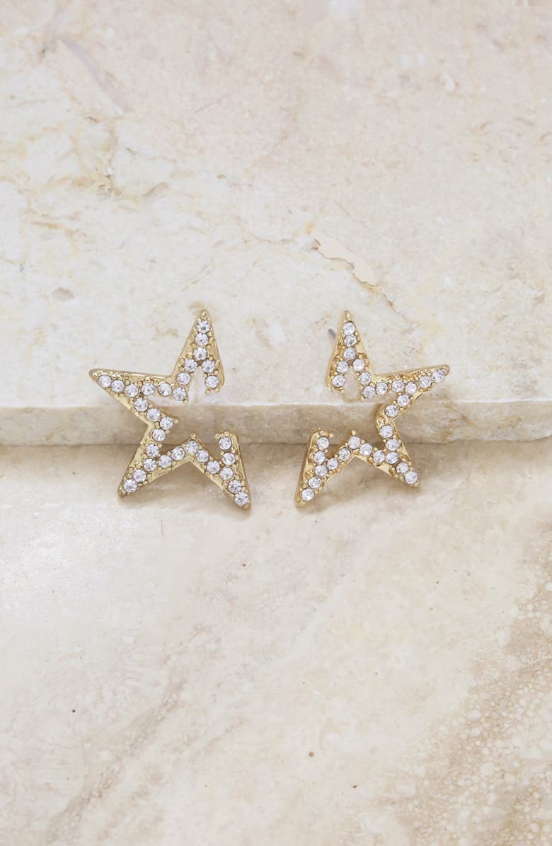 Ettika Star Light Crystal Embellished Stud Earrings, Alternate, color, Gold