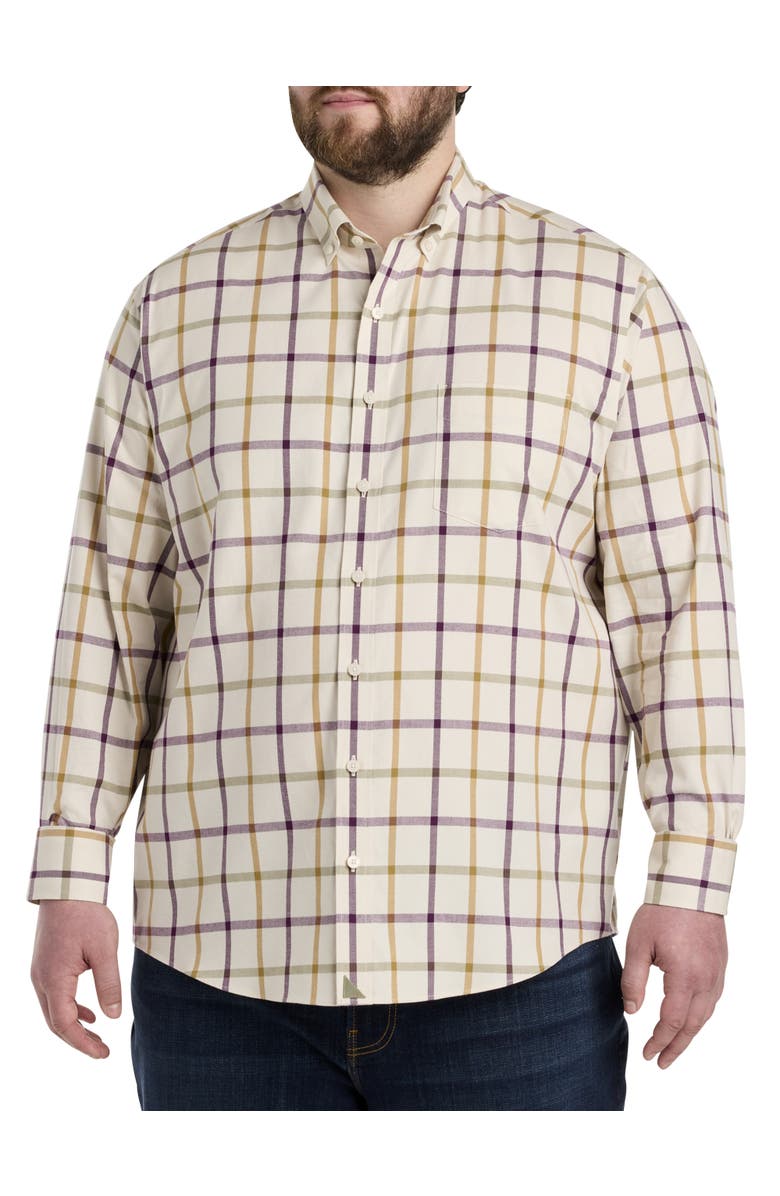 Untuckit Fit by Dxl Olson Plaid Sport Shirt, Alternate, color, Cream
