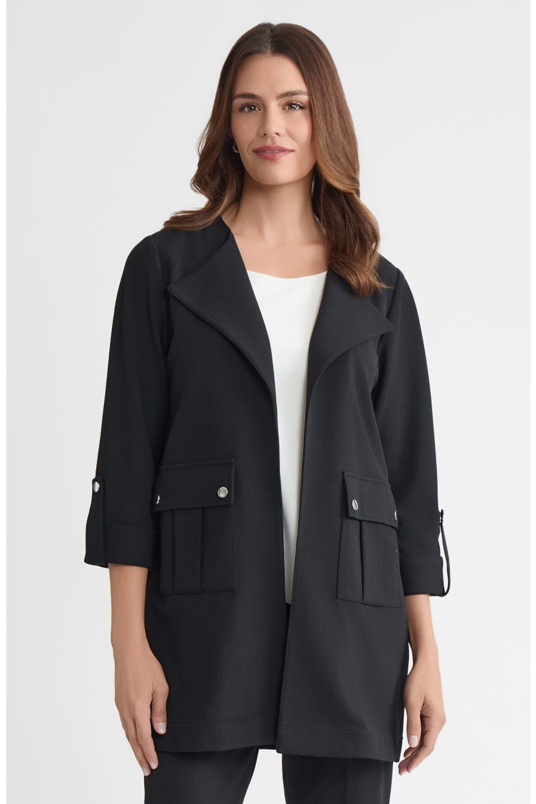Heritage Lightweight Stretch Deco Crepe Wing Collar Jacket, Alternate, color, Black