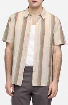 Short Sleeve Linen & Cotton Button-Up Shirt