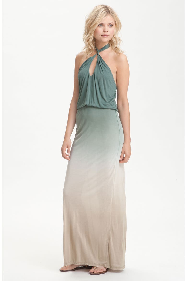 'Tegan' Ombré Halter Maxi Dress, Main, color, FOREST OMBRE