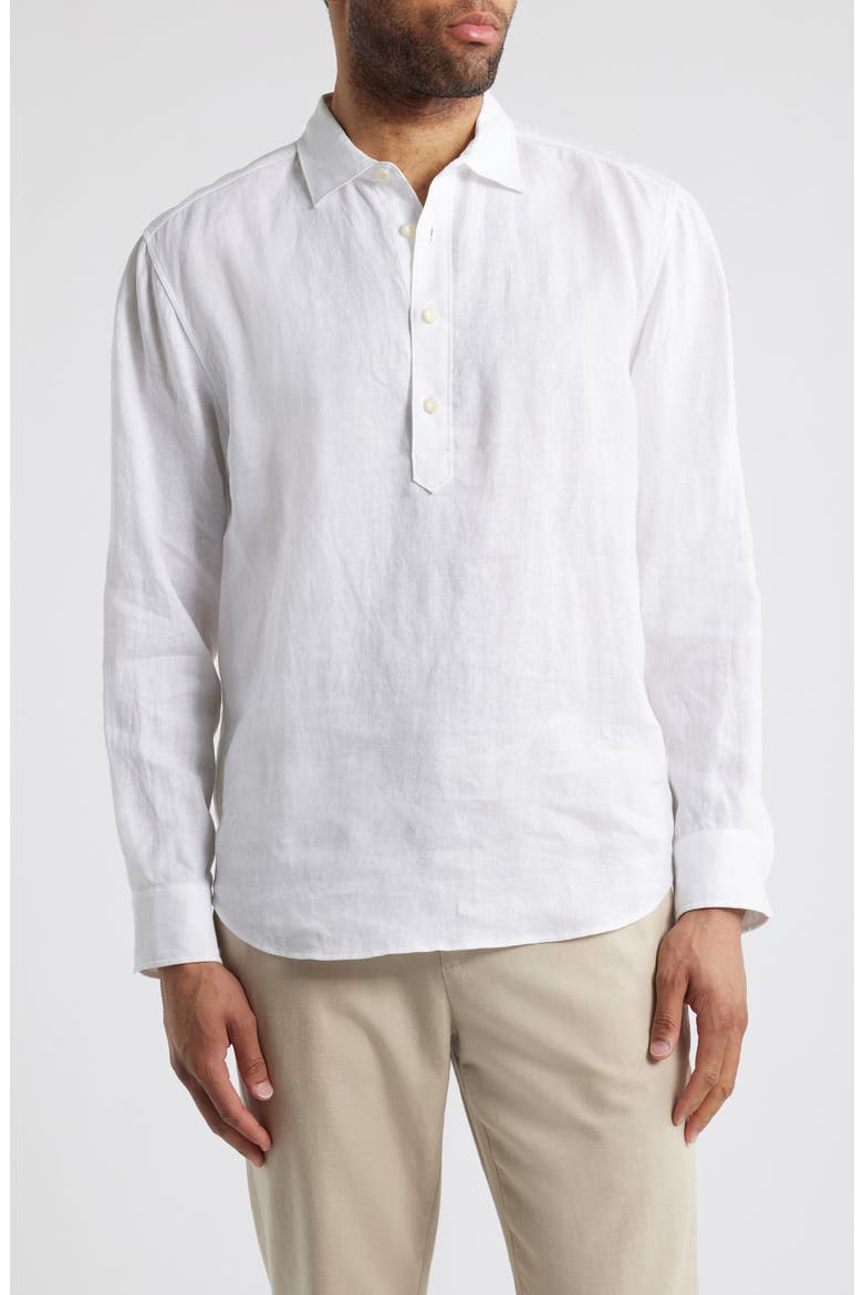 Desert Riviera Linen Half Button Shirt, Main, color, WHITE