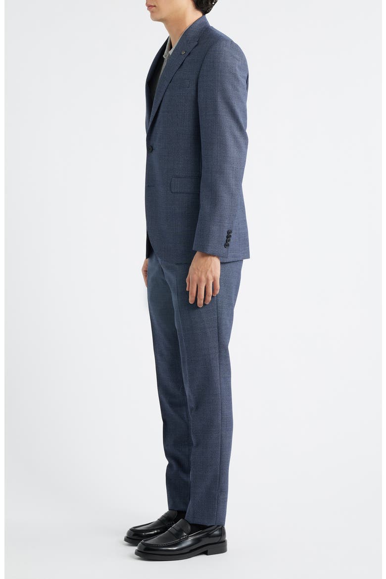 Rawdon Slim Fit Mid Blue Wool Tick Weave Peak Lapel Suit, Alternate, color, MID BLUE