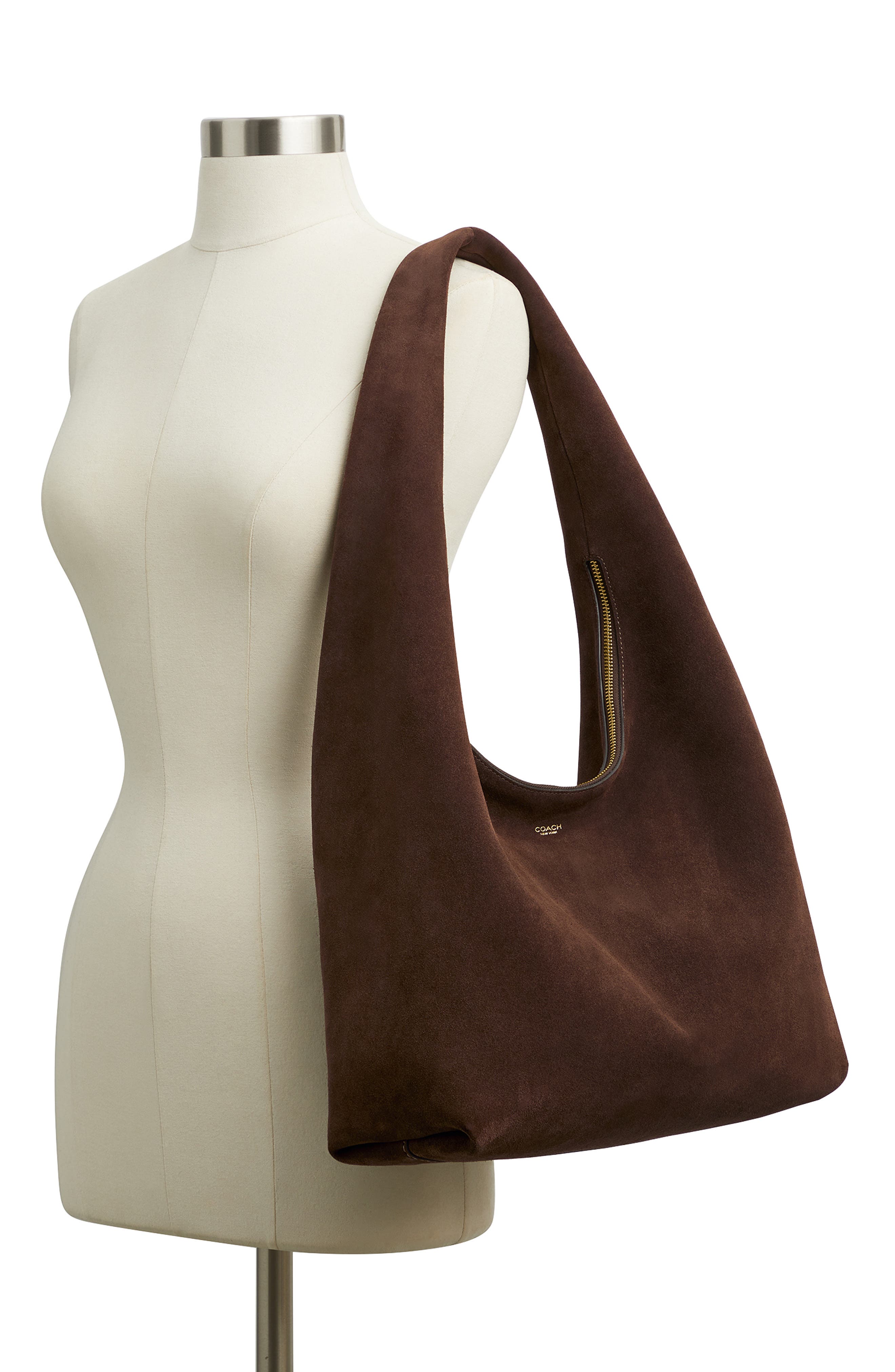 Pillow Brooklyn 34 Suede Shoulder Bag, Alternate, color, B4/ DARK CHOCOLATE