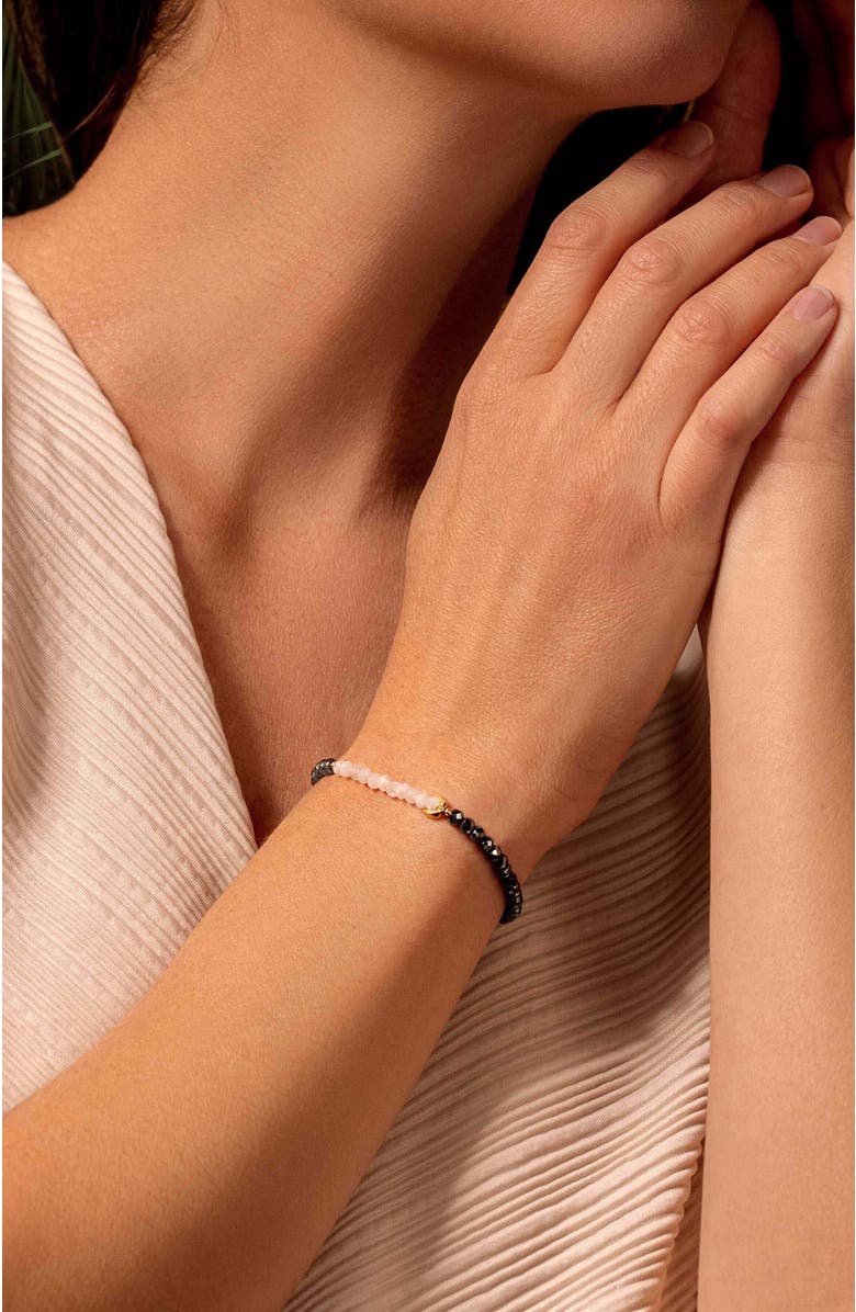 Karma and Luck Visualize Light - Moon Hematite Moonstone Luck Bracelet, Alternate, color, Dark Grey/White/Gold