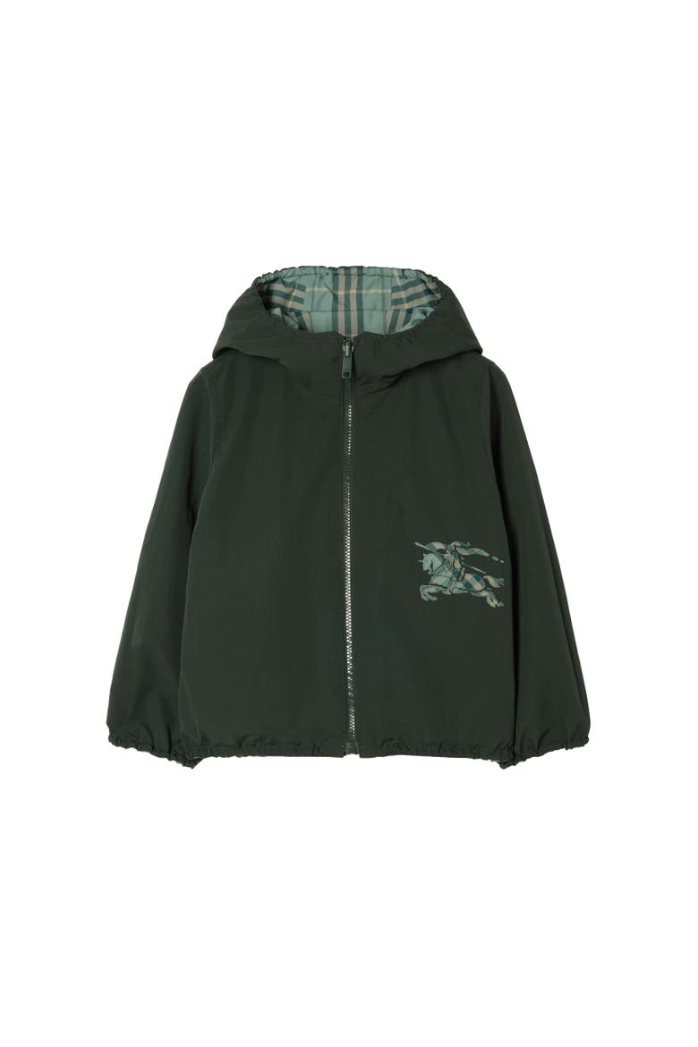 Reversible Check Hooded Jacket, Alternate, color, Gulf green
