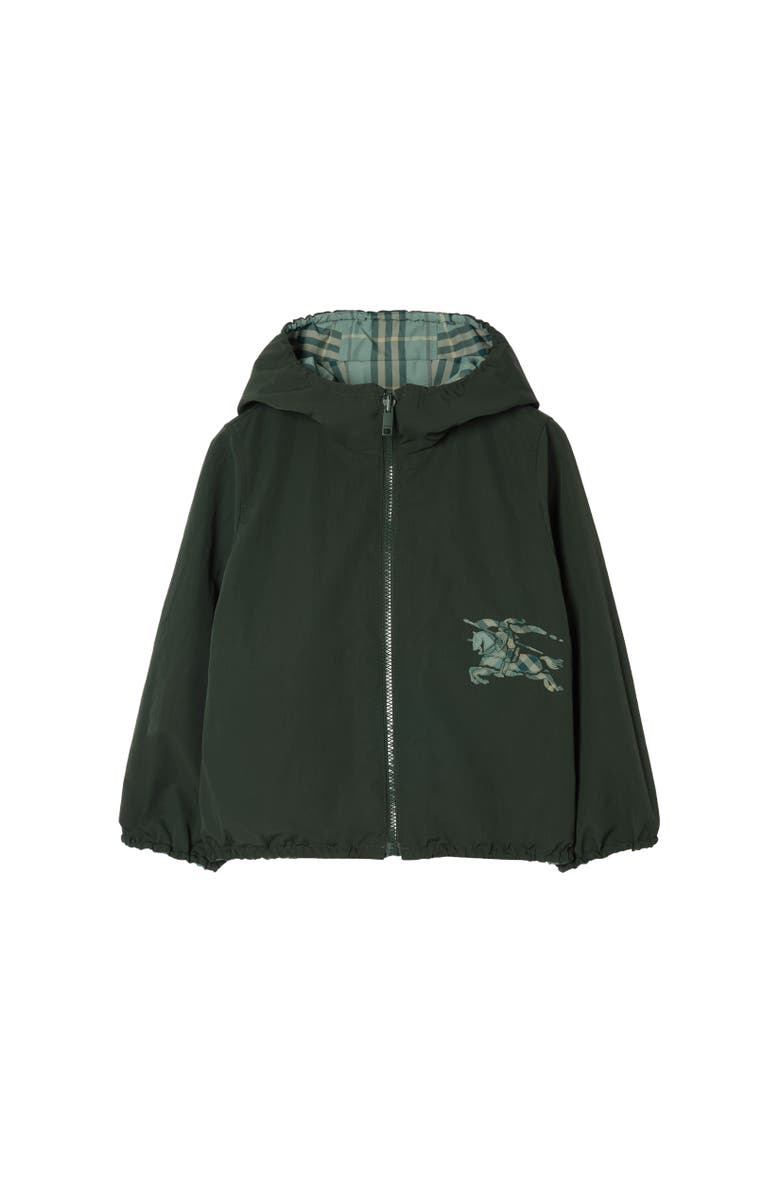Burberry Reversible Check Hooded Jacket, Alternate, color, Gulf Green