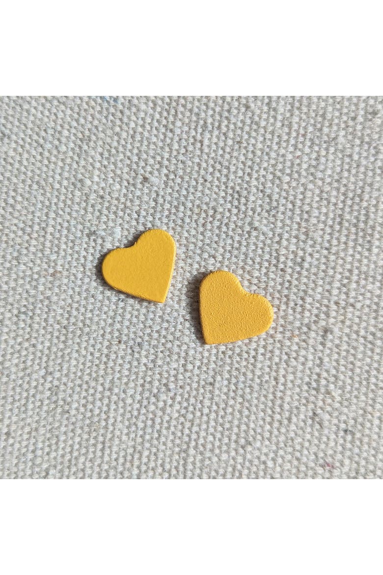 Heart Earrings, Alternate, color, Marigold