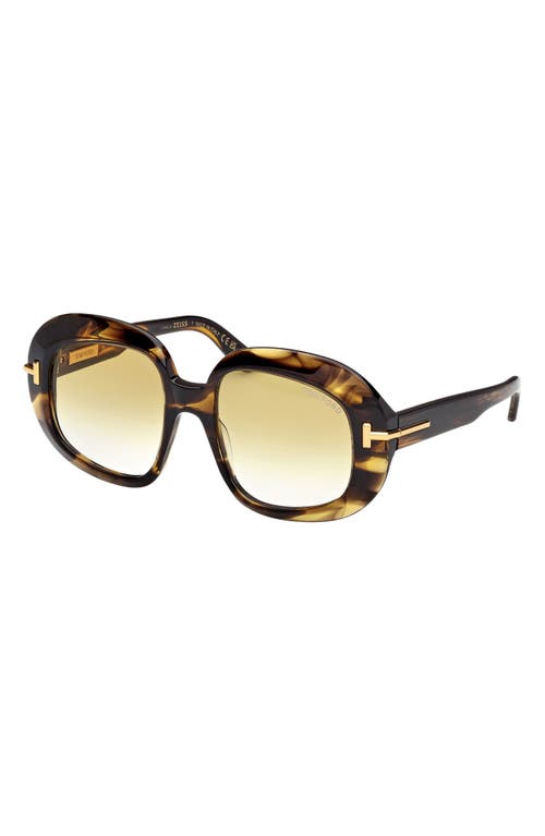 Tom Ford Icon 53mm Gradient Round Sunglasses In Brown