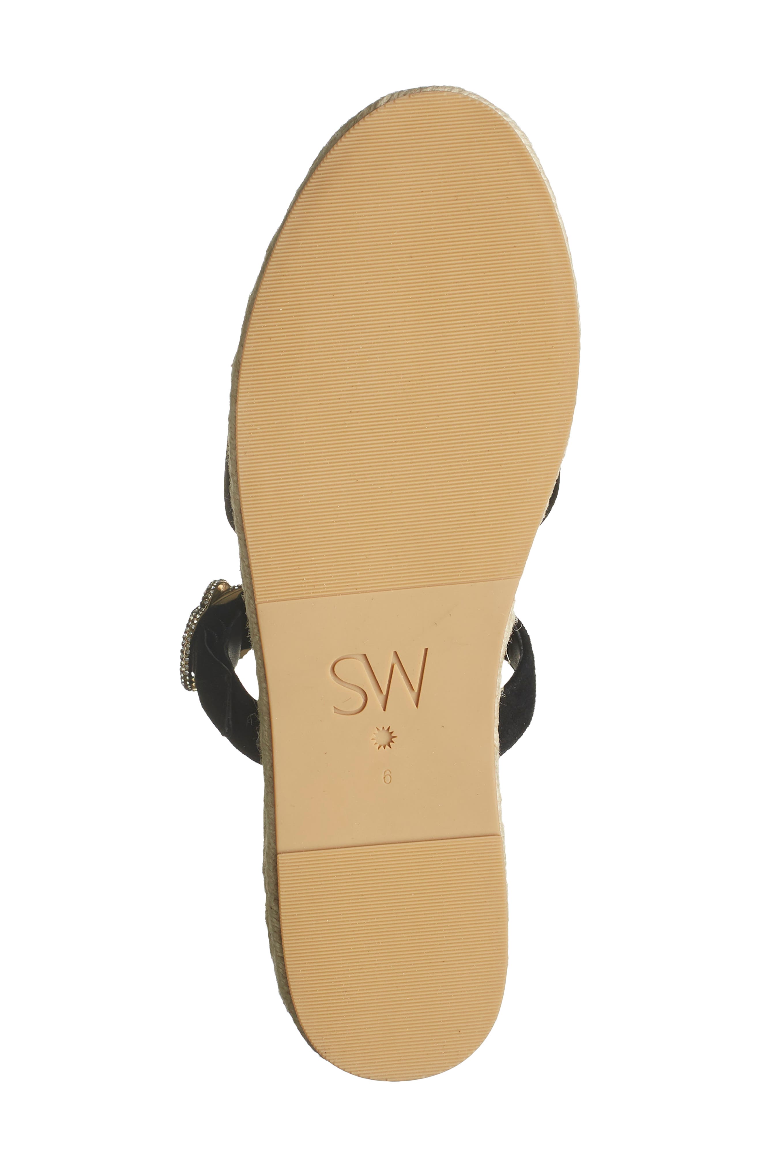 Stuart Weitzman Crystal Buckle Espadrille Mule, Alternate, color, Black