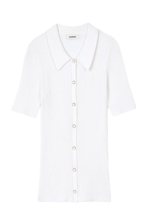 Sandro Rib Knit Cardigan In White