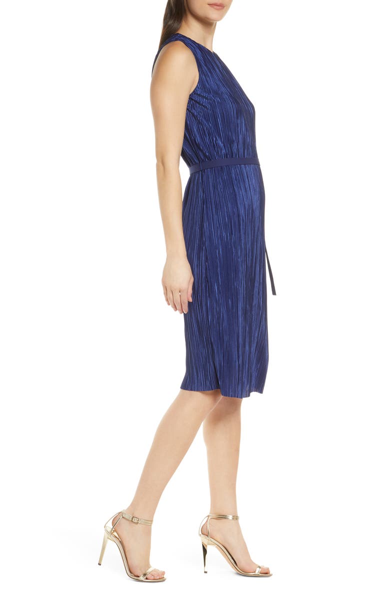 Sam Edelman Belted Plissé Shift Dress, Alternate, color, 