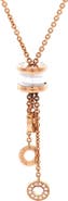 Pre-Owned Bvlgari B.Zero1 3 Charm Necklace 18K Rose Gold and Ceramic and Diamonds