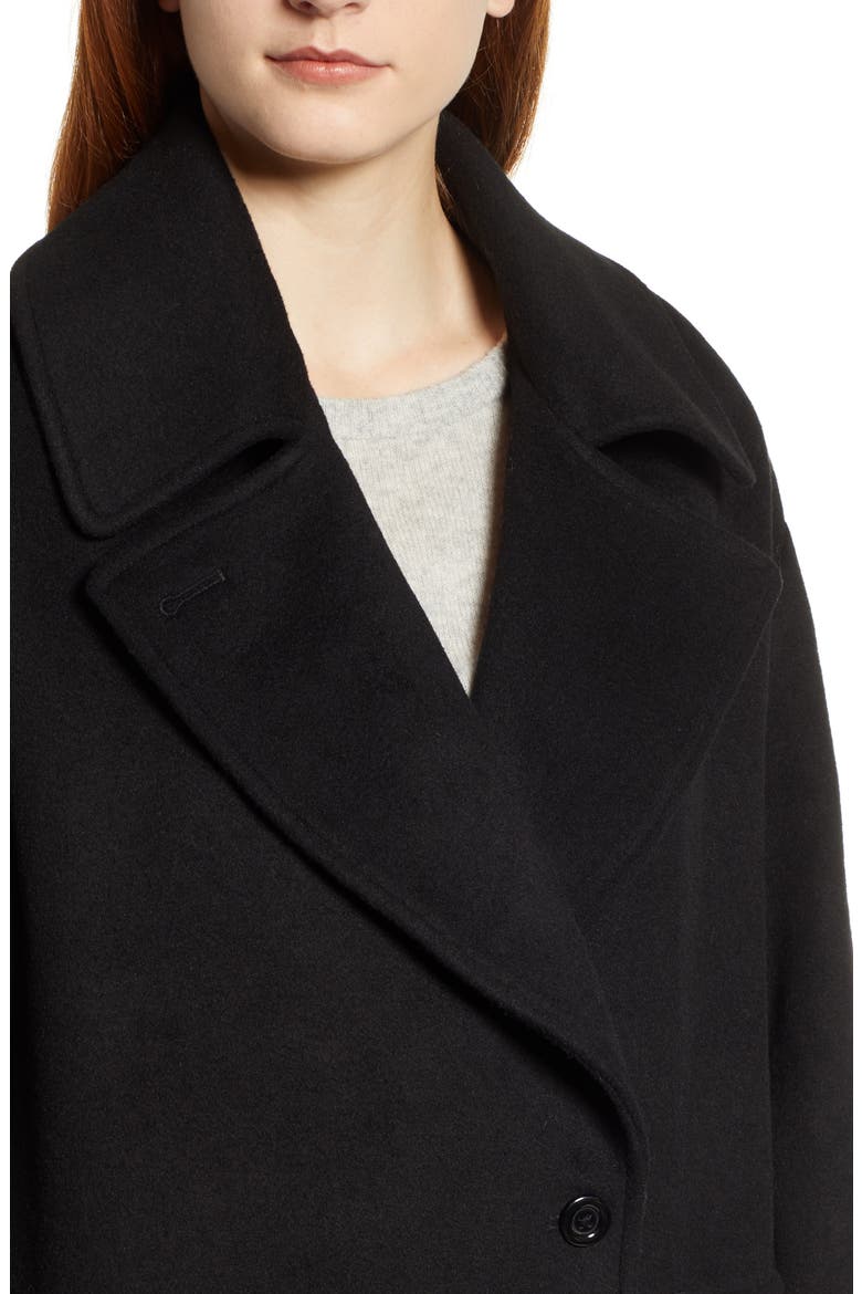 Drop Shoulder Wool Blend Coat, Alternate, color, BLACK