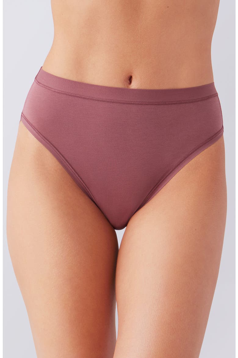 Understated Cotton Blend High Leg Briefs, Main, color, ROSE BROWN