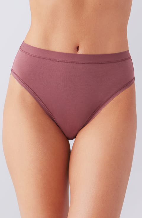 Understated Cotton Blend High Leg Briefs