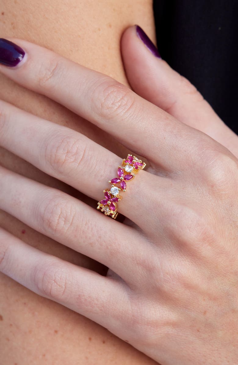 SAVVY CIE JEWELS Bow Station Cubic Zirconia Ring, Alternate, color, Yellow