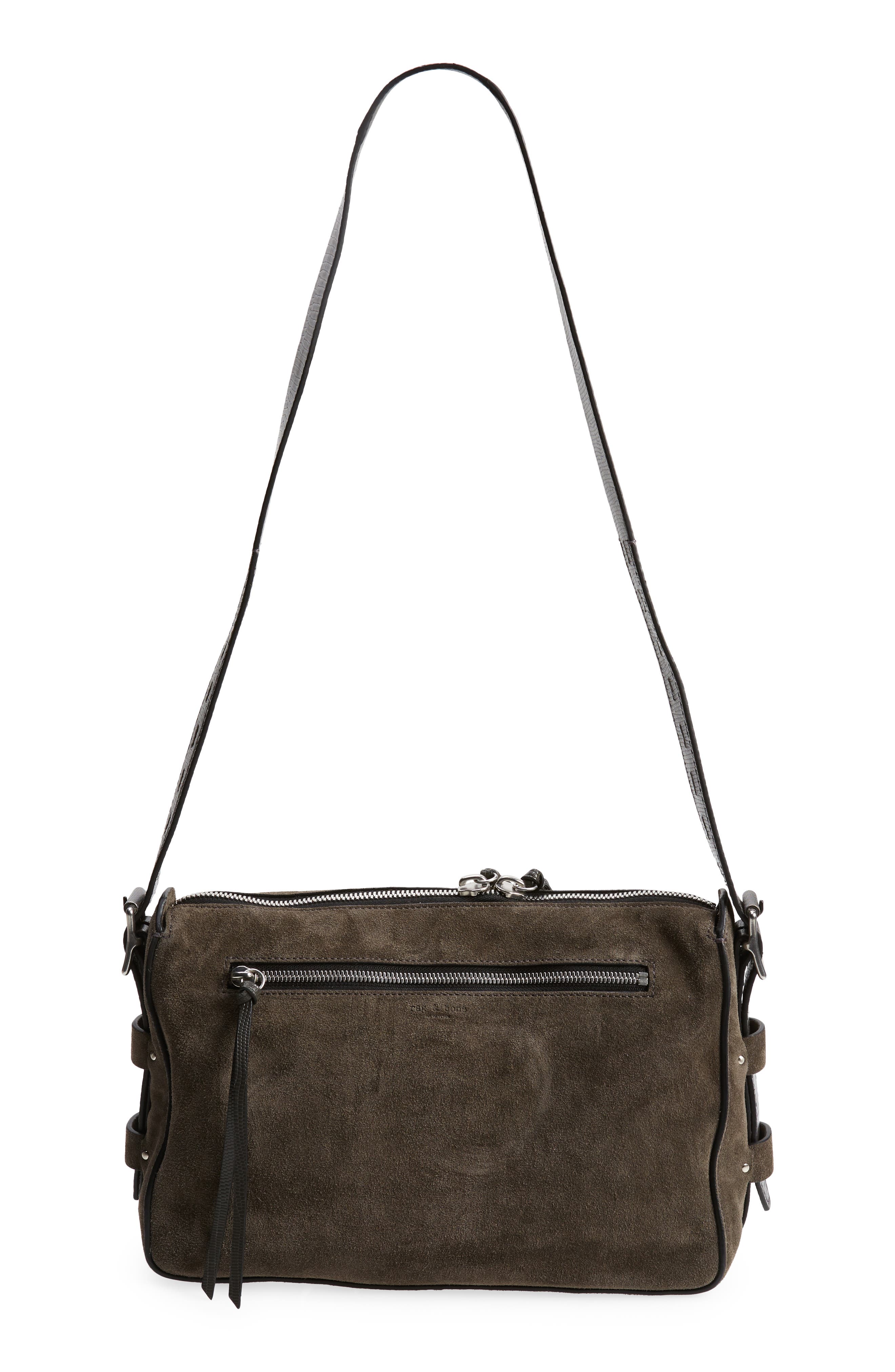 Field 2.0 Lizard Embossed Suede & Leather Messenger Bag, Alternate, color, ASPHALT LIZARD SUEDE