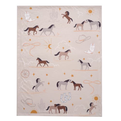 Lambs & Ivy Country Western Cowboy/cowgirl Soft Warm Fleece Baby Blanket In Pink