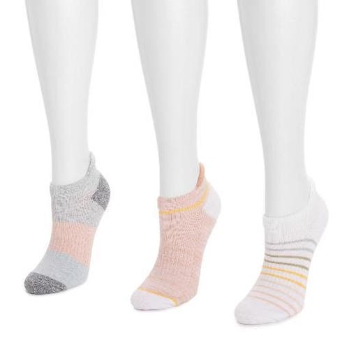 Muk Luks Cotton Compression Ankle Socks 3 Pair Pack In Multi