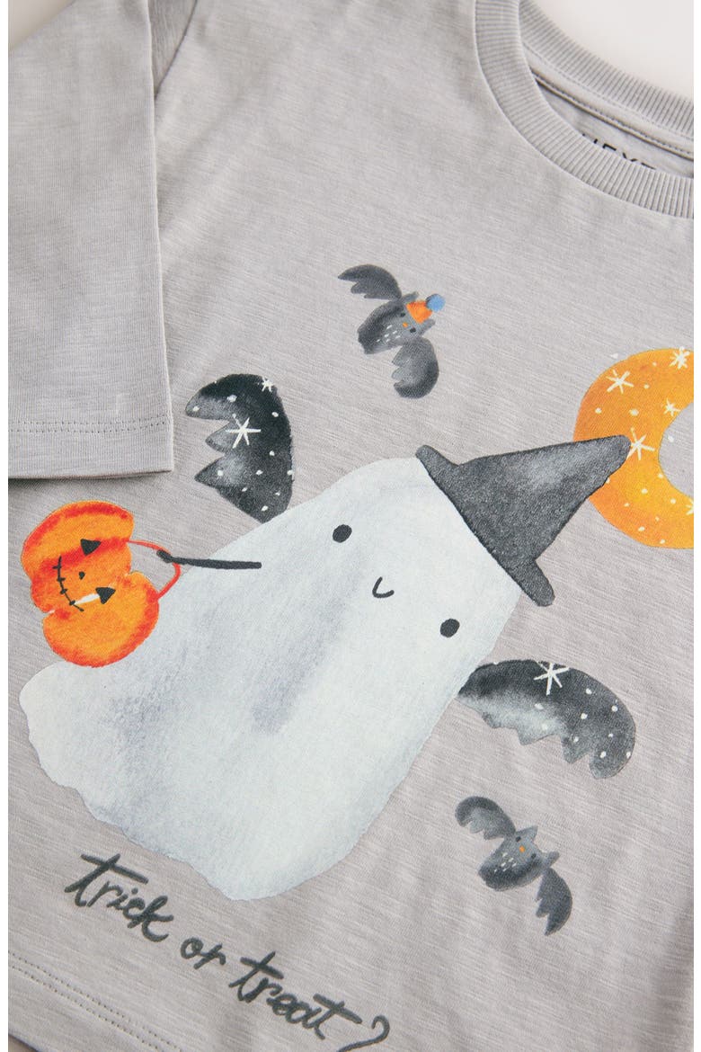 Kids' Halloween Long Sleeve Cotton Graphic T-Shirt, Alternate, color, GREY