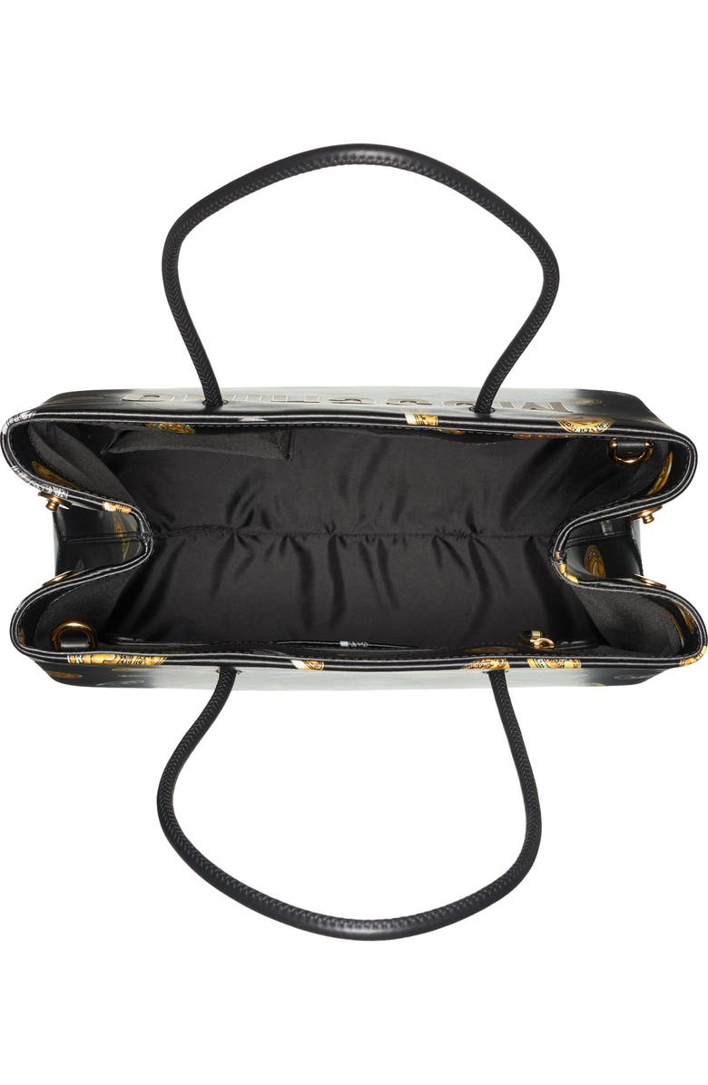 Moschino Logo Coin Print Faux Leather Tote, Alternate, color,