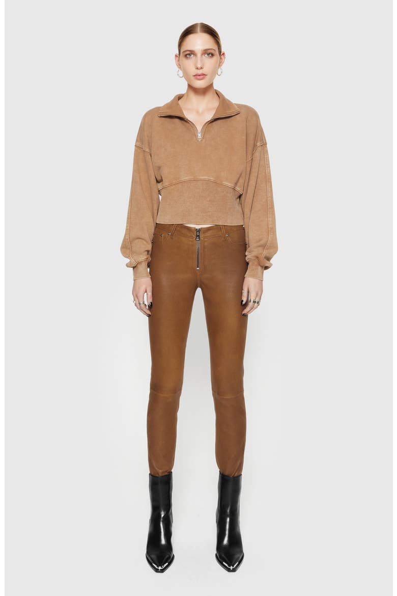 Ziggy Skinny Leather Pants, Alternate, color, ROCHER