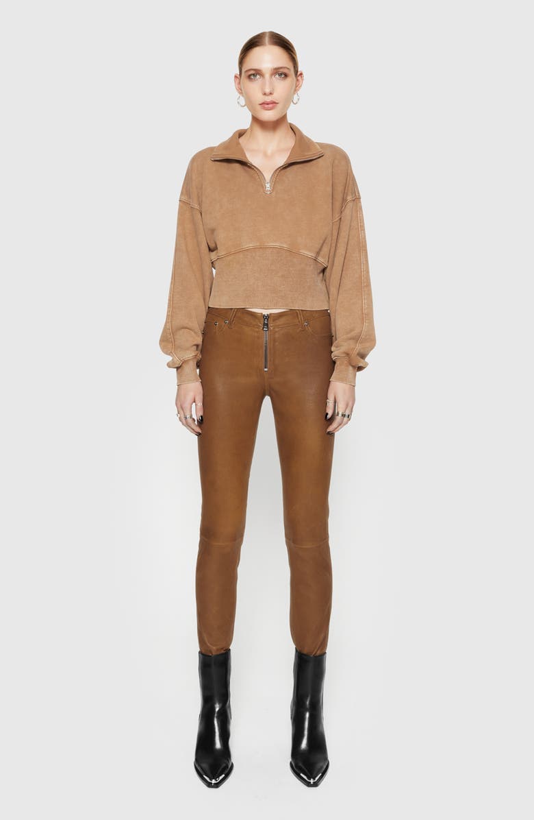 Rebecca Minkoff Ziggy Skinny Leather Pants, Alternate, color, Rocher