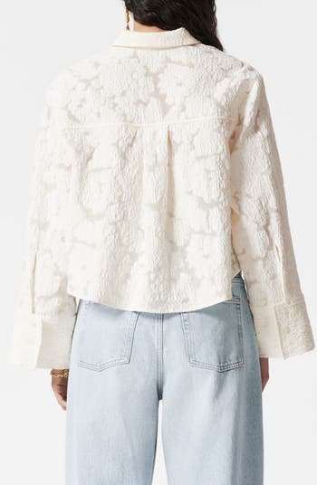 Cotton Blend Jacquard Button-Up Shirt