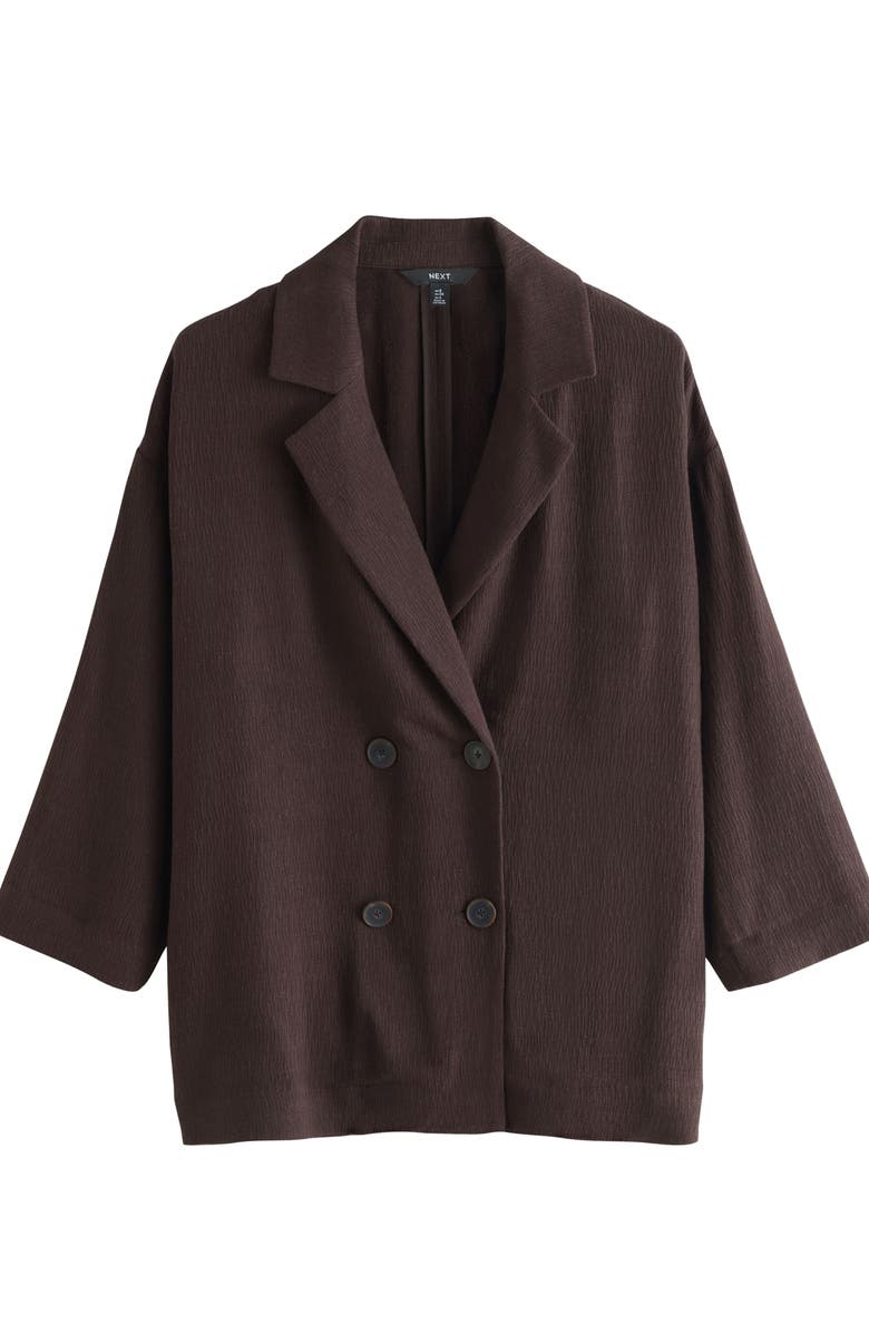 NEXT Textured Relaxed Fit Double Breasted Blazer, Alternate, color, Brown