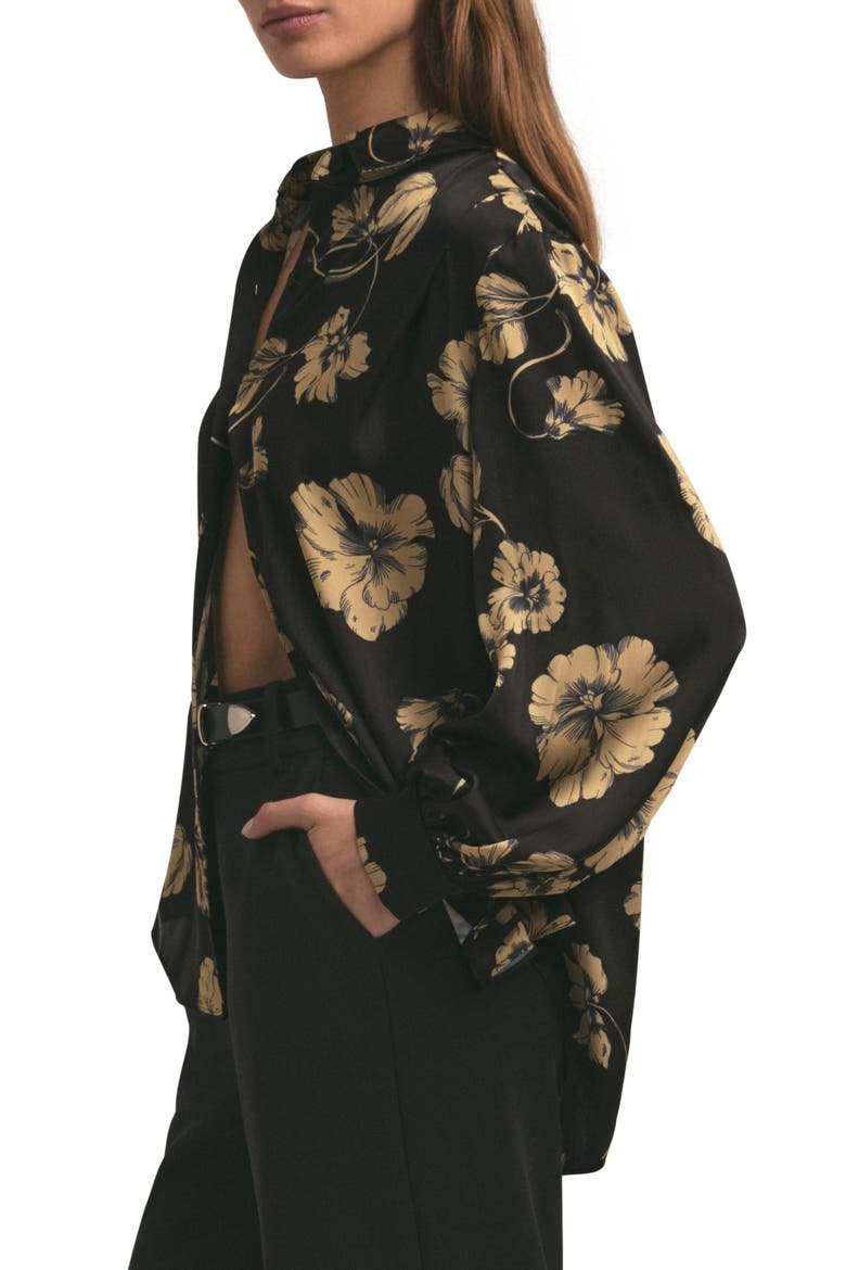 The Lanie Floral Oversize Button-Up Shirt, Alternate, color, NOIR FLEUR