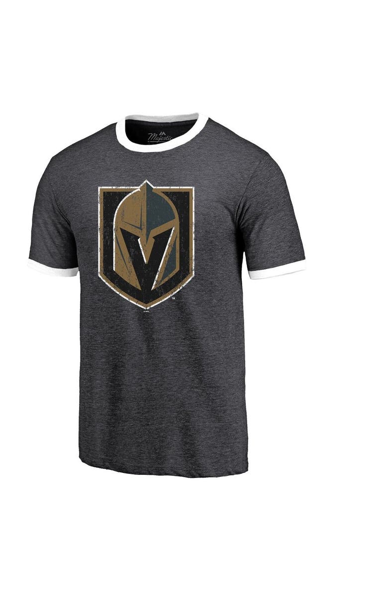 Majestic Threads Men's Majestic Threads Heathered Black Vegas Golden Knights Ringer Contrast Tri-Blend T-Shirt, Alternate, color, 
