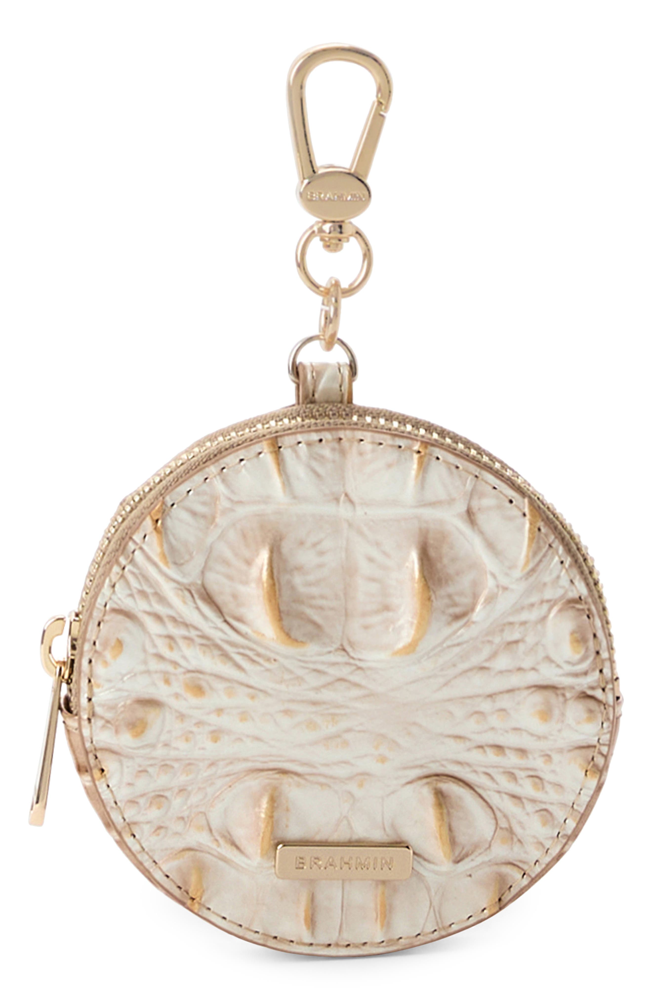 Brahmin Circle Croc Embossed Leather Coin Purse, Main, color, 
