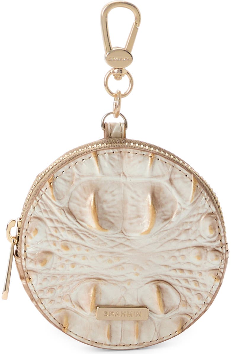 Brahmin Circle Croc Embossed Leather Coin Purse, Main, color,