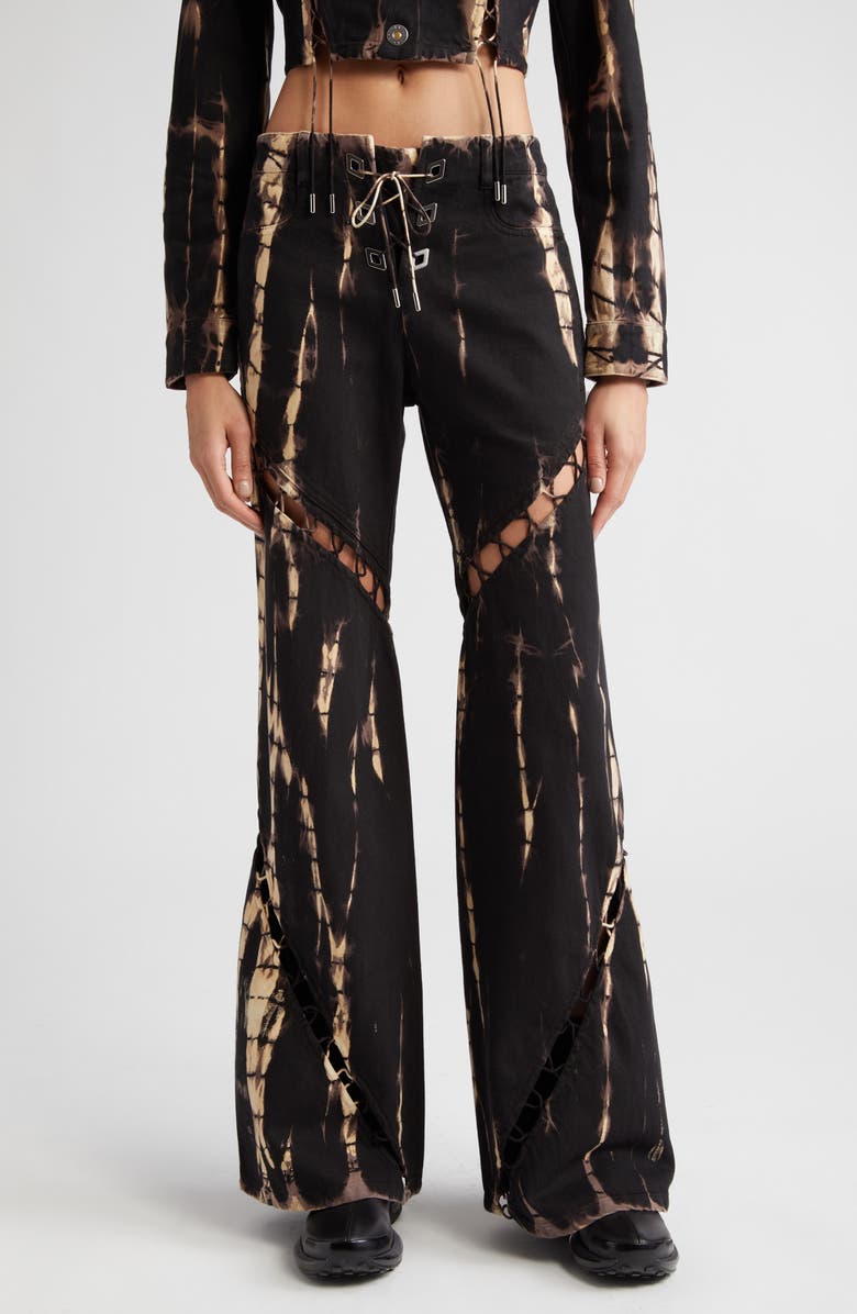 Dion Lee Tie Dye Spiral Laced Denim Pants, Main, color, 