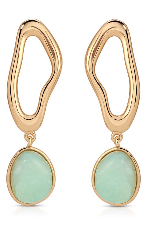 Organic Wave Semiprecious Stone Earrings