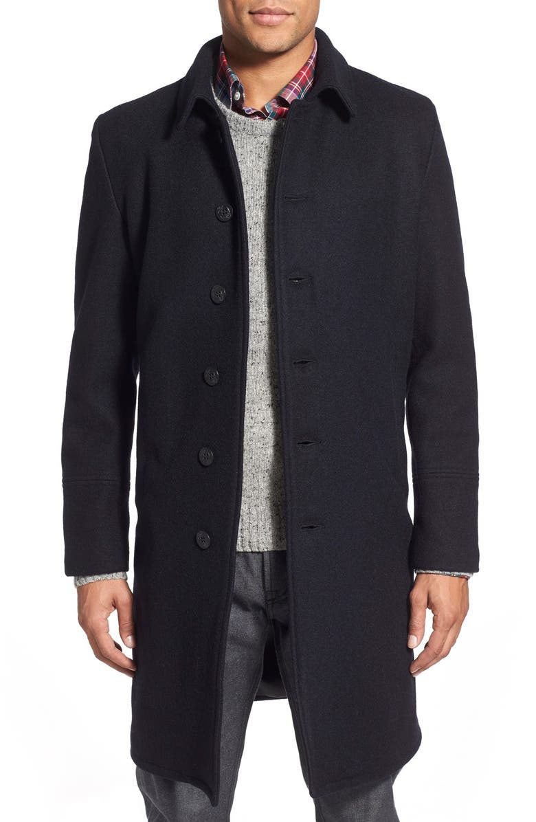 Schott NYC Wool Blend Officer's Coat, Main, color, New Navy