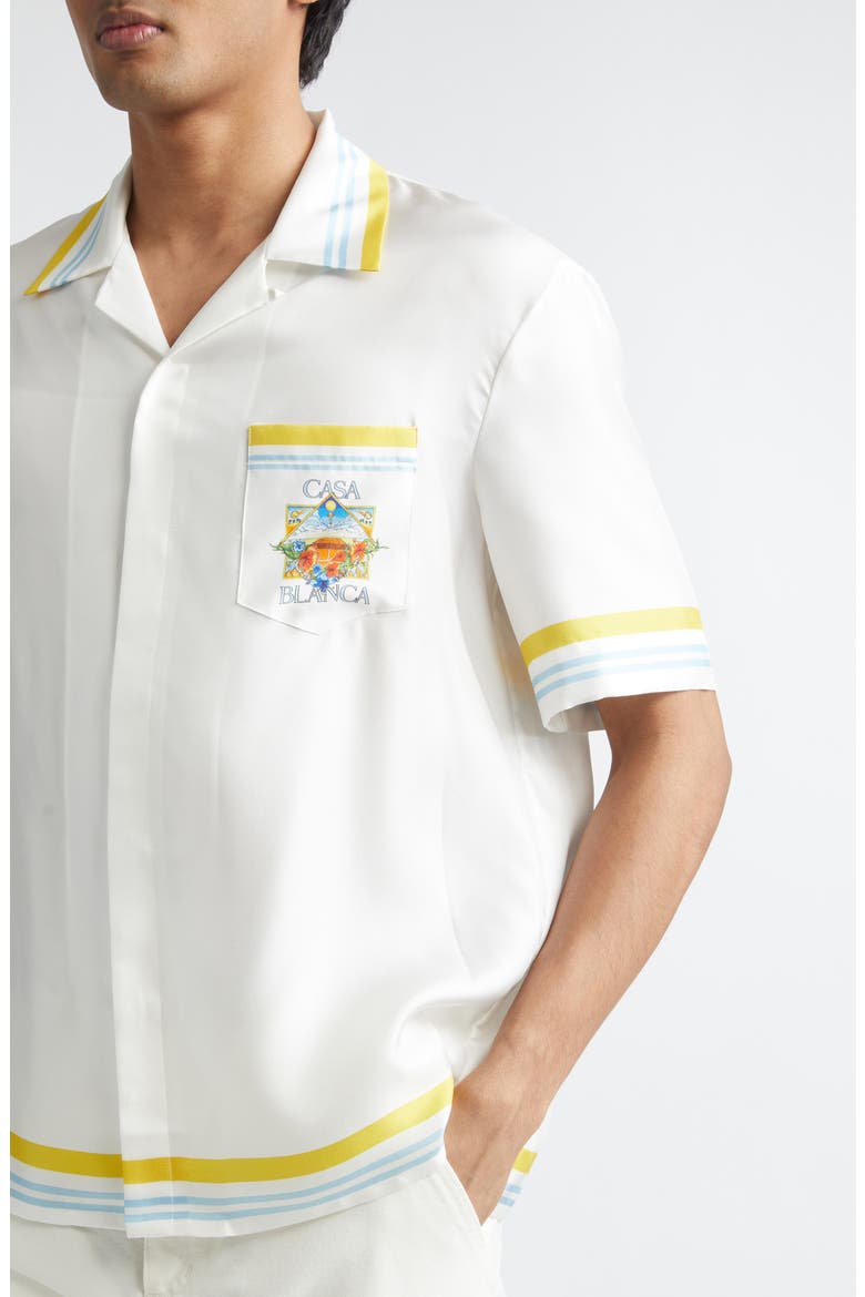 Tennis Landscape Print Silk Twill Camp Shirt, Alternate, color, SILK TWILL