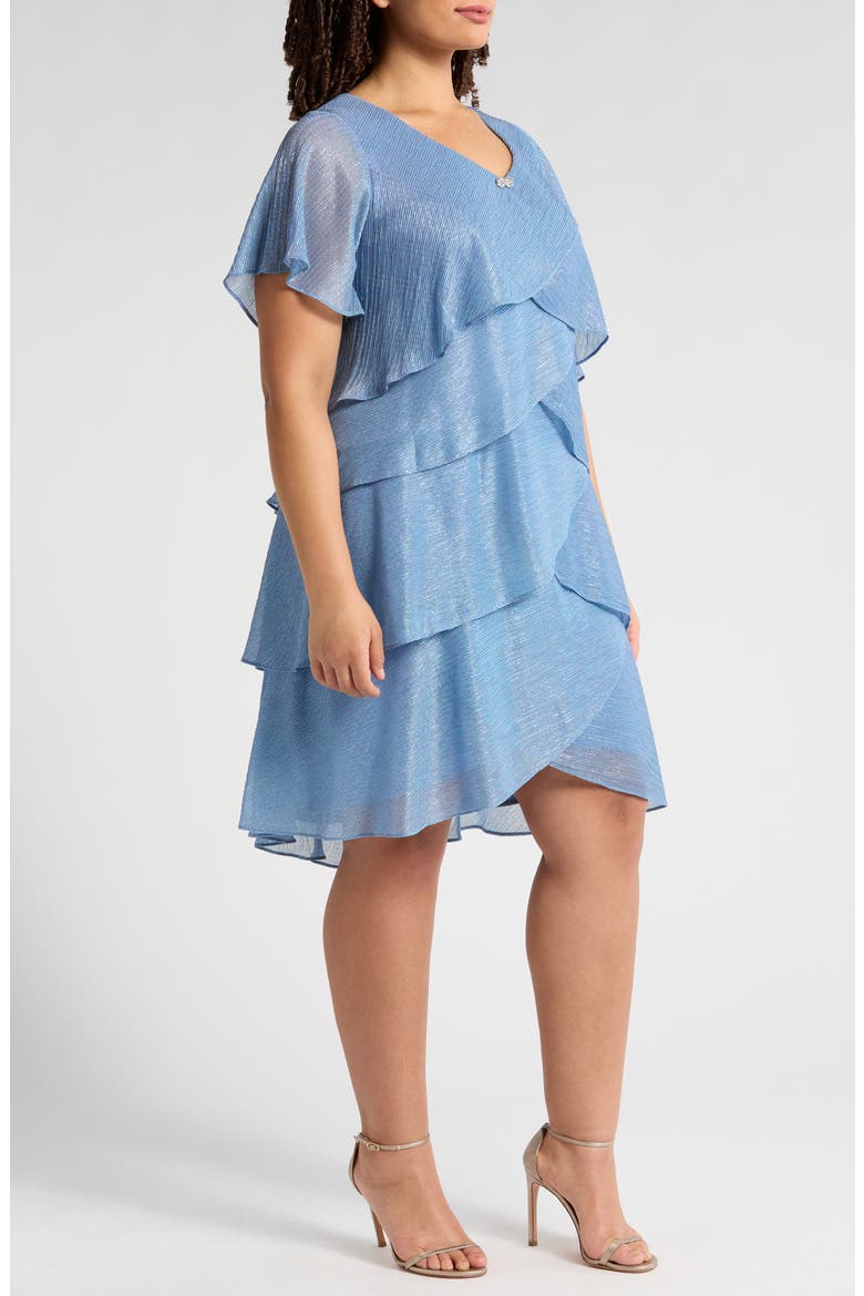 Shimmer Bodre Tiered Ruffle Dress, Alternate, color, HYDRANGEA