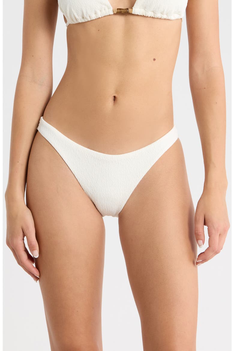 Firenze Crinkle Basic Bikini Bottoms, Main, color, WHITE