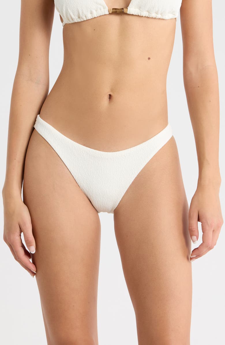 ViX Paula Hermanny Firenze Crinkle Basic Bikini Bottoms, Main, color, White