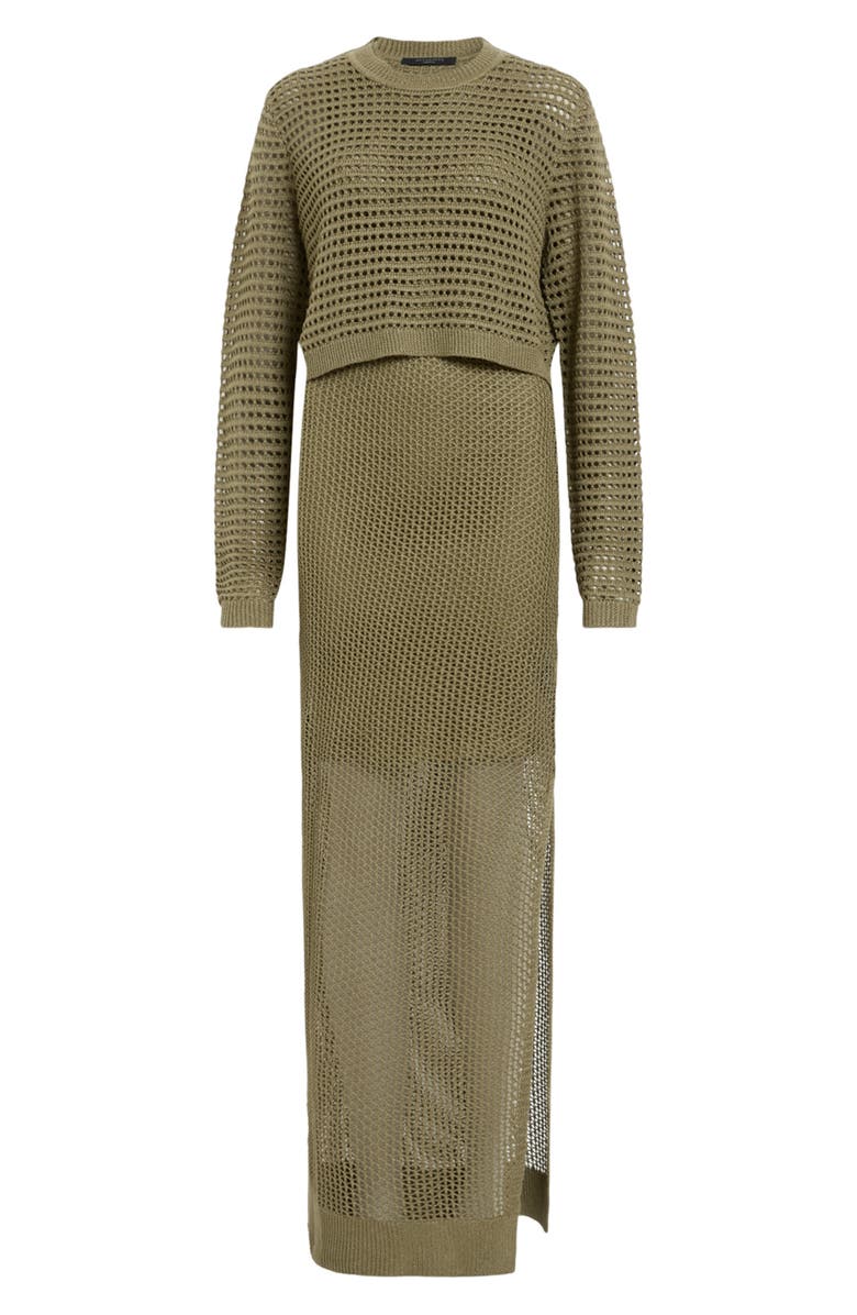 AllSaints Miro Open Stitch Dress, Alternate, color, Fir Green