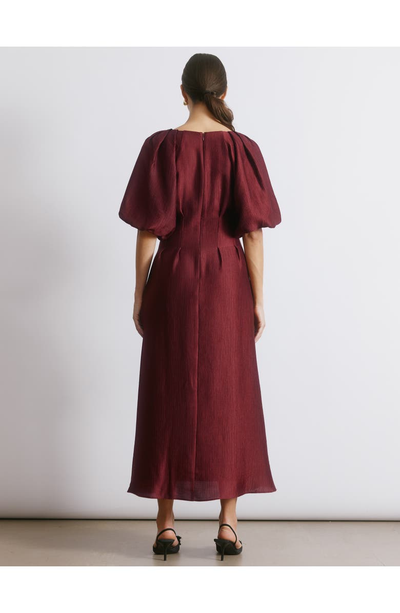 Albaray Crinkle Satin Short Sleeve Midi Dress, Alternate, color, Burgundy
