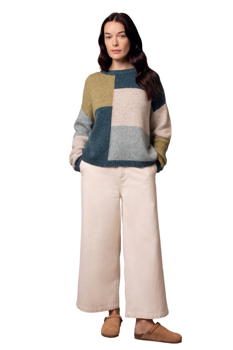 Colour Block Crew Neck Sweater, Alternate, color, Icelandic Colourblock